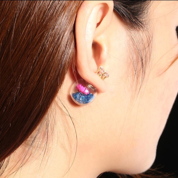 Crystal Ball Flower Confetti Reversible Earrings - Picture 2 of 7